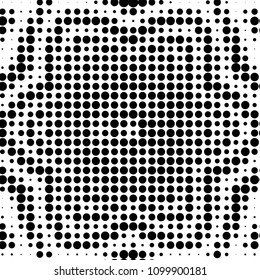 Spotted black and white grunge vector line background. Abstract halftone illustration background. Grunge grid polka dot background pattern

