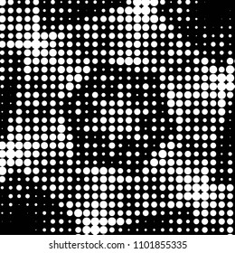 Spotted black and white grunge vector line background. Abstract halftone illustration background. Grunge grid polka dot background pattern
