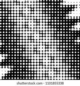 Spotted black and white grunge vector line background. Abstract halftone illustration background. Grunge grid polka dot background pattern
