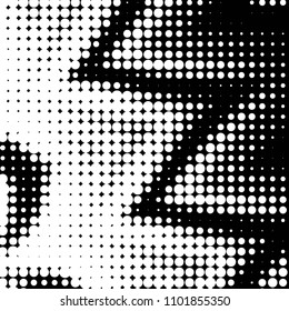 Spotted black and white grunge vector line background. Abstract halftone illustration background. Grunge grid polka dot background pattern
