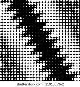 Spotted black and white grunge vector line background. Abstract halftone illustration background. Grunge grid polka dot background pattern
