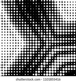 Spotted black and white grunge vector line background. Abstract halftone illustration background. Grunge grid polka dot background pattern
