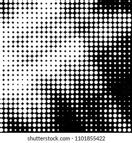 Spotted black and white grunge vector line background. Abstract halftone illustration background. Grunge grid polka dot background pattern
