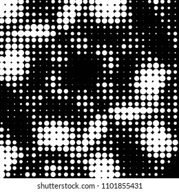 Spotted black and white grunge vector line background. Abstract halftone illustration background. Grunge grid polka dot background pattern
