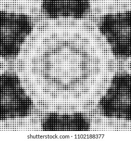 Spotted black and white grunge vector line background. Abstract halftone illustration background. Grunge grid polka dot background pattern

