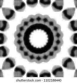 Spotted black and white grunge vector line background. Abstract halftone illustration background. Grunge grid polka dot background pattern
