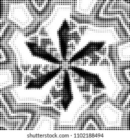 Spotted black and white grunge vector line background. Abstract halftone illustration background. Grunge grid polka dot background pattern
