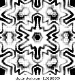 Spotted black and white grunge vector line background. Abstract halftone illustration background. Grunge grid polka dot background pattern
