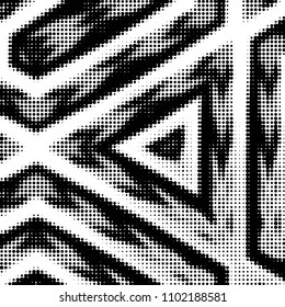 Spotted black and white grunge vector line background. Abstract halftone illustration background. Grunge grid polka dot background pattern
