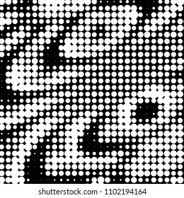 Spotted black and white grunge vector line background. Abstract halftone illustration background. Grunge grid polka dot background pattern
