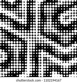 Spotted black and white grunge vector line background. Abstract halftone illustration background. Grunge grid polka dot background pattern
