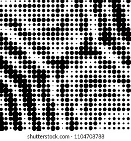 Spotted black and white grunge vector line background. Abstract halftone illustration background. Grunge grid polka dot background pattern
