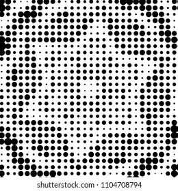 Spotted black and white grunge vector line background. Abstract halftone illustration background. Grunge grid polka dot background pattern
