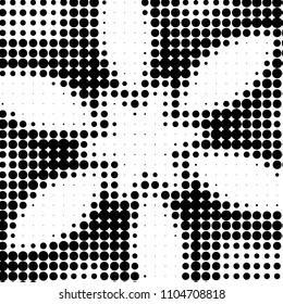 Spotted black and white grunge vector line background. Abstract halftone illustration background. Grunge grid polka dot background pattern
