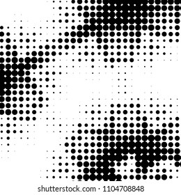 Spotted black and white grunge vector line background. Abstract halftone illustration background. Grunge grid polka dot background pattern
