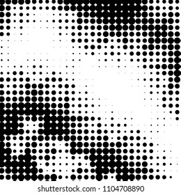 Spotted black and white grunge vector line background. Abstract halftone illustration background. Grunge grid polka dot background pattern
