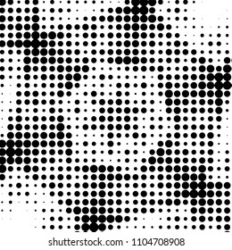 Spotted black and white grunge vector line background. Abstract halftone illustration background. Grunge grid polka dot background pattern

