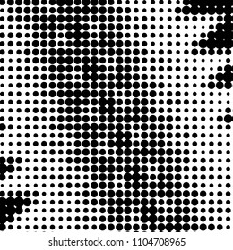 Spotted black and white grunge vector line background. Abstract halftone illustration background. Grunge grid polka dot background pattern
