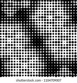Spotted black and white grunge vector line background. Abstract halftone illustration background. Grunge grid polka dot background pattern
