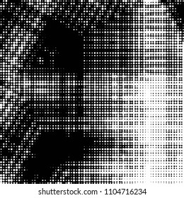 Spotted black and white grunge vector line background. Abstract halftone illustration background. Grunge grid polka dot background pattern
