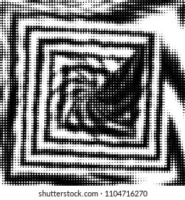 Spotted black and white grunge vector line background. Abstract halftone illustration background. Grunge grid polka dot background pattern
