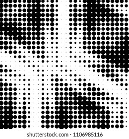 Spotted black and white grunge vector line background. Abstract halftone illustration background. Grunge grid polka dot background pattern
