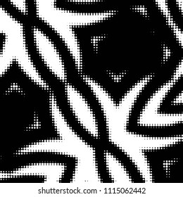 Spotted black and white grunge vector line background. Abstract halftone illustration background. Grunge grid polka dot background pattern
