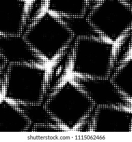 Spotted black and white grunge vector line background. Abstract halftone illustration background. Grunge grid polka dot background pattern
