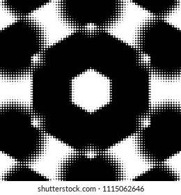 Spotted black and white grunge vector line background. Abstract halftone illustration background. Grunge grid polka dot background pattern
