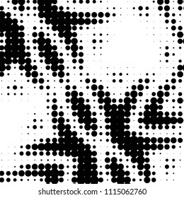 Spotted black and white grunge vector line background. Abstract halftone illustration background. Grunge grid polka dot background pattern
