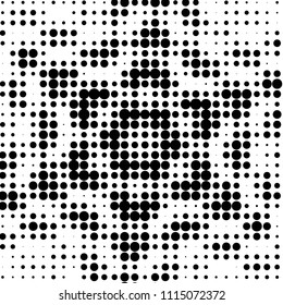Spotted black and white grunge vector line background. Abstract halftone illustration background. Grunge grid polka dot background pattern
