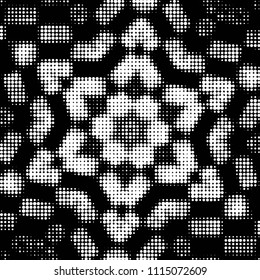 Spotted black and white grunge vector line background. Abstract halftone illustration background. Grunge grid polka dot background pattern
