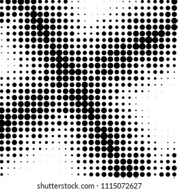 Spotted black and white grunge vector line background. Abstract halftone illustration background. Grunge grid polka dot background pattern
