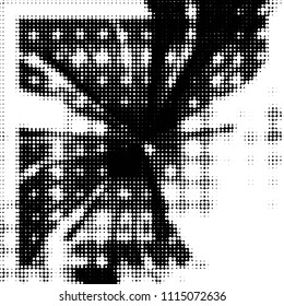 Spotted black and white grunge vector line background. Abstract halftone illustration background. Grunge grid polka dot background pattern
