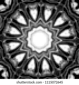 Spotted black and white grunge vector line background. Abstract halftone illustration background. Grunge grid polka dot background pattern
