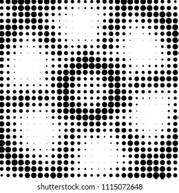 Spotted black and white grunge vector line background. Abstract halftone illustration background. Grunge grid polka dot background pattern
