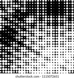 Spotted black and white grunge vector line background. Abstract halftone illustration background. Grunge grid polka dot background pattern
