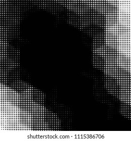 Spotted black and white grunge vector line background. Abstract halftone illustration background. Grunge grid polka dot background pattern
