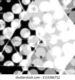 Spotted black and white grunge vector line background. Abstract halftone illustration background. Grunge grid polka dot background pattern
