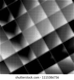 Spotted black and white grunge vector line background. Abstract halftone illustration background. Grunge grid polka dot background pattern
