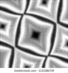 Spotted black and white grunge vector line background. Abstract halftone illustration background. Grunge grid polka dot background pattern
