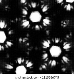 Spotted black and white grunge vector line background. Abstract halftone illustration background. Grunge grid polka dot background pattern
