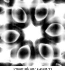 Spotted black and white grunge vector line background. Abstract halftone illustration background. Grunge grid polka dot background pattern

