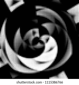 Spotted black and white grunge vector line background. Abstract halftone illustration background. Grunge grid polka dot background pattern
