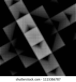 Spotted black and white grunge vector line background. Abstract halftone illustration background. Grunge grid polka dot background pattern
