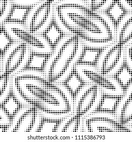 Spotted black and white grunge vector line background. Abstract halftone illustration background. Grunge grid polka dot background pattern
