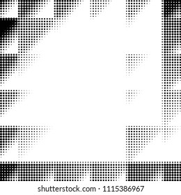 Spotted black and white grunge vector line background. Abstract halftone illustration background. Grunge grid polka dot background pattern
