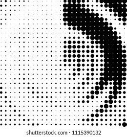 Spotted black and white grunge vector line background. Abstract halftone illustration background. Grunge grid polka dot background pattern
