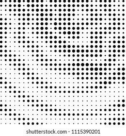 Spotted black and white grunge vector line background. Abstract halftone illustration background. Grunge grid polka dot background pattern
