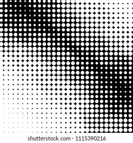 Spotted black and white grunge vector line background. Abstract halftone illustration background. Grunge grid polka dot background pattern
